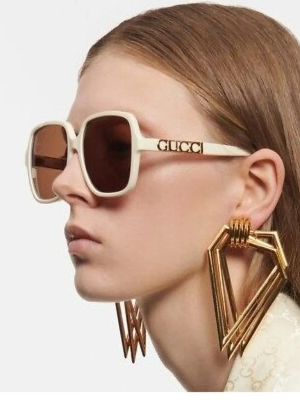 New Gucci White Brown Square Women Sunglasses GG1189SA 005